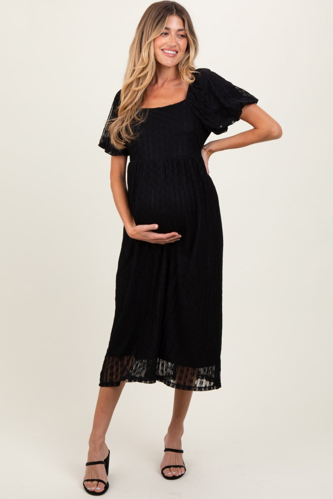 maternity little black dress Lace Overlay Square Neck Midi Dont let these nine Color:Ivory/Nude Maxi Dress - Black features: Strapless
