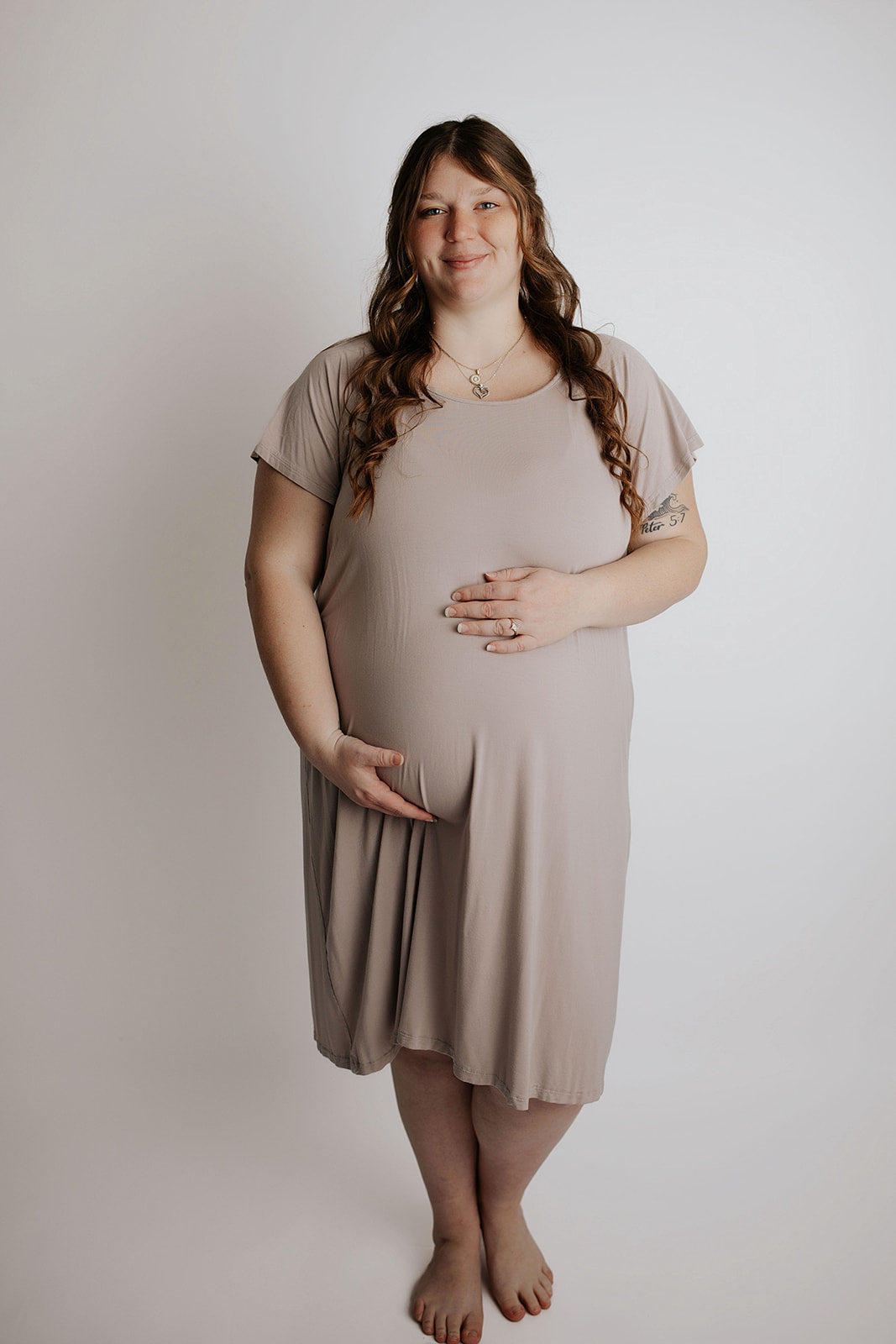 maternity dresses for pregnant women Plus Size Harbor Mist Labor and Delivery/ Nursing Gown – Three Little Tots
