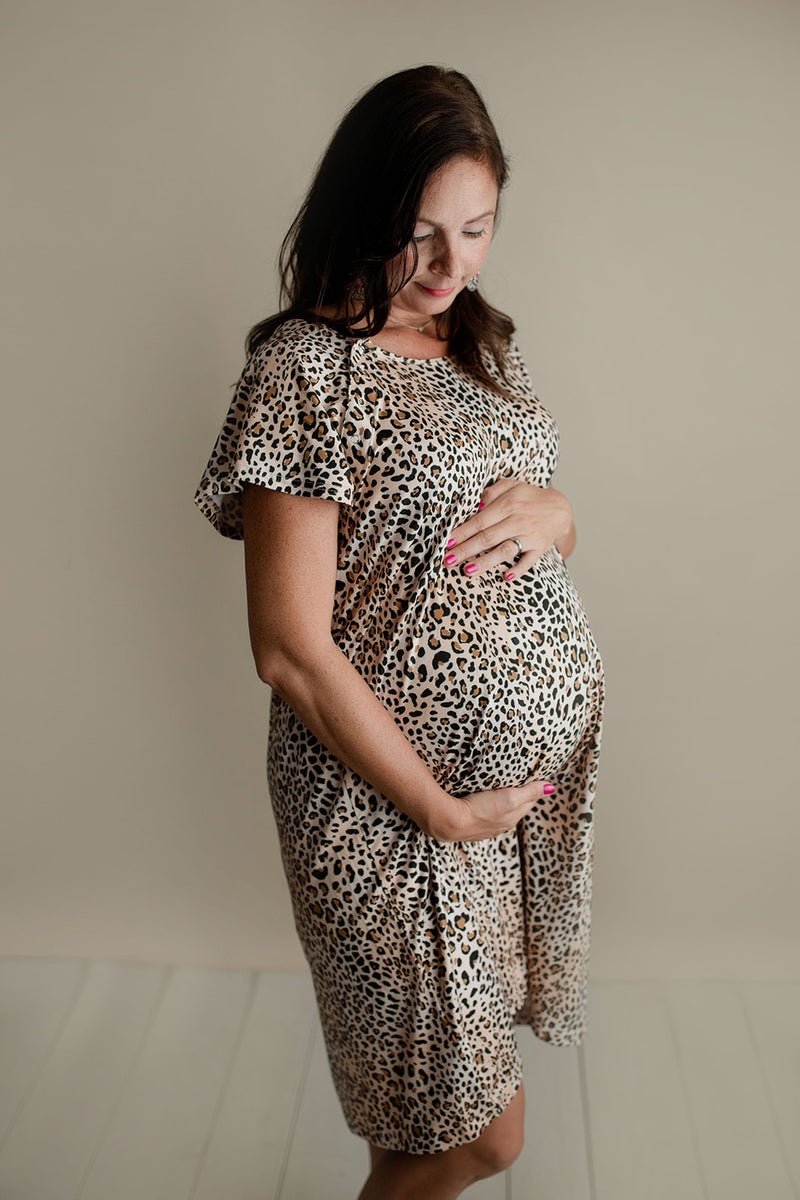 Leopard Print Labor Delivery Nursing Hospital Gown Three Little Tots
