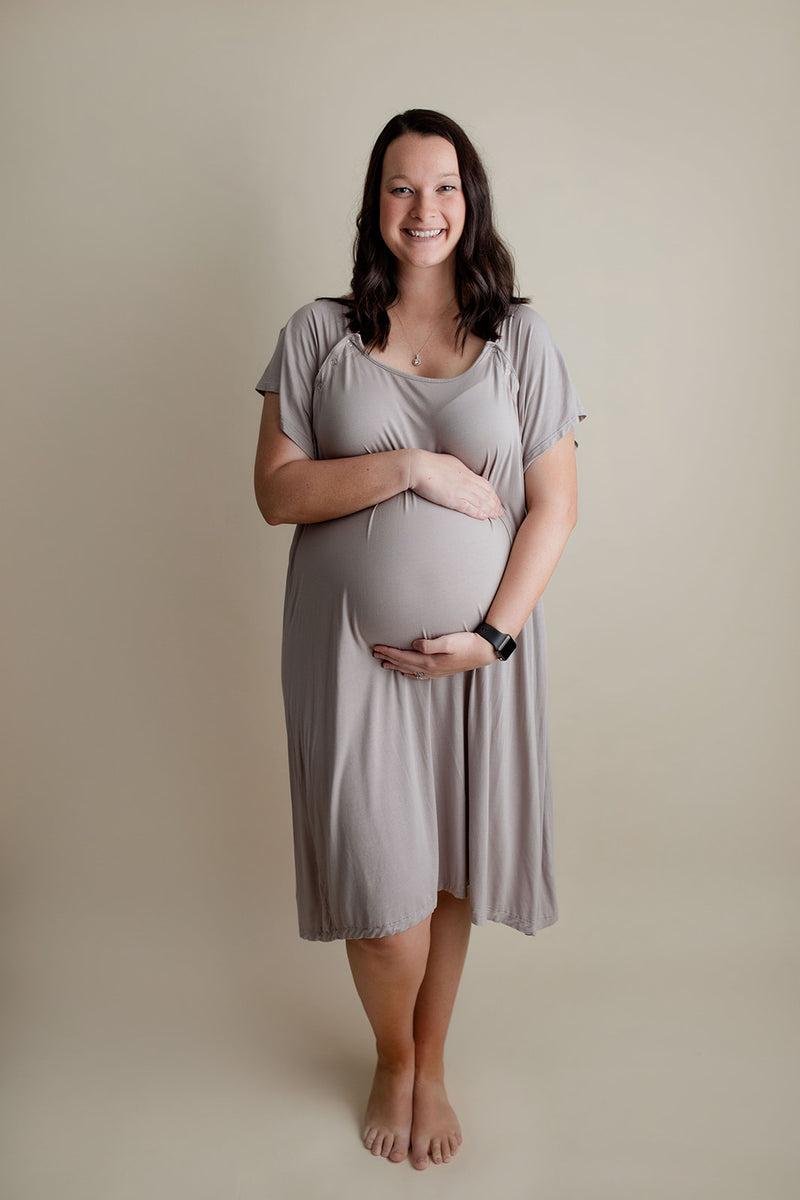 Plus Size Harbor Mist Labor and Delivery Nursing Gown Three Little Tots