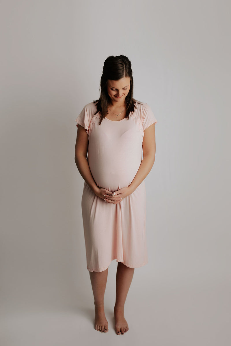 Plus Size Heavenly Pink Mommy Labor and Delivery/ Nursing Gown