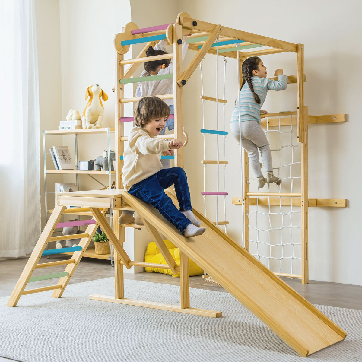 Three Little Tots Grove Foldable Jungle Gym - Wall Mounted - Color Bars, supplementary photo