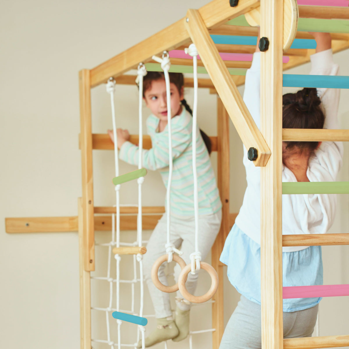 Three Little Tots Grove Foldable Jungle Gym - Wall Mounted - Color Bars, additional product photo