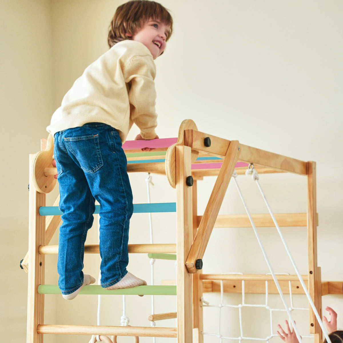 Three Little Tots Grove Foldable Jungle Gym - Wall Mounted - Color Bars, alternate angle
