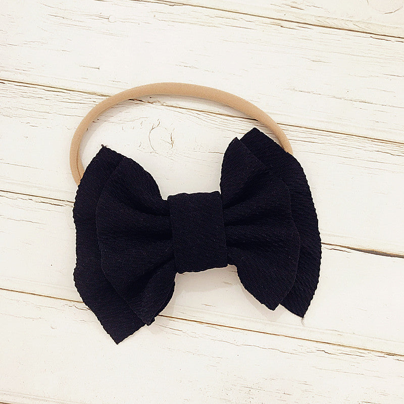 Three Little Tots Children's Bow Hair Band Baby Double Layer, in Black