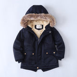 Three Little Tots Fleece-lined Thickened Boys Cotton-padded Cotton Wadded Jacket, in Dark Blue