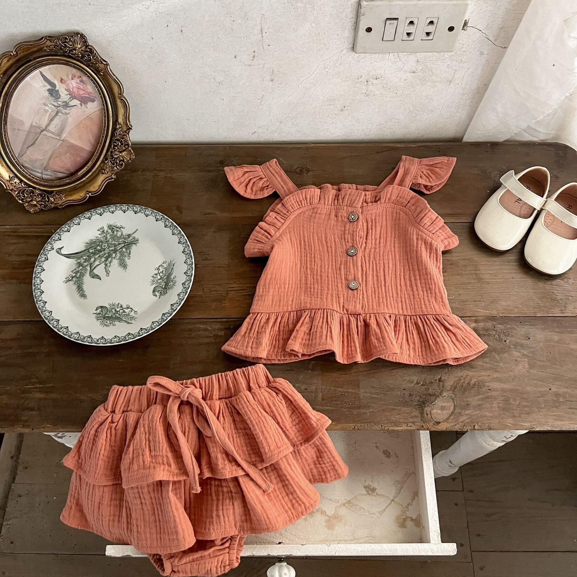Girls Ruffle Summer Top and Bloomers Set