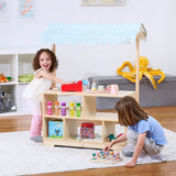 Three Little Tots Holly Wooden Market Stand Kids' Pretend Play Shop and Display Shelf, fourth additional photo