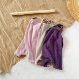 Baby Sunken Stripe Camisole One-piece Romper