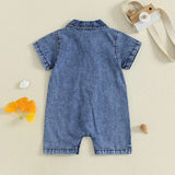 Boy's Western Style Solid Color Short Sleeve Rompers