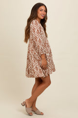 Three Little Tots Cream Printed Maternity Mini Dress, alternate angle