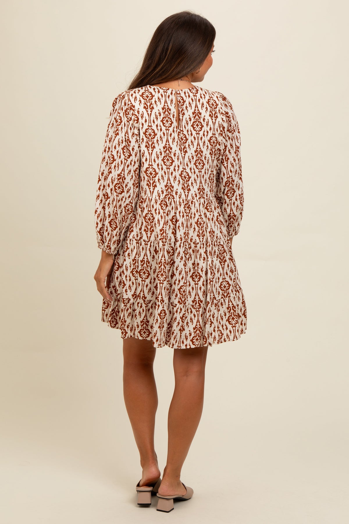 Three Little Tots Cream Printed Maternity Mini Dress, additional view