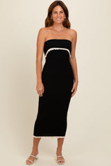 Three Little Tots Black Contrast Trim Maternity Strapless Knit Dress, extra product detail