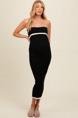 Three Little Tots Black Contrast Trim Maternity Strapless Knit Dress