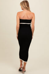 Three Little Tots Black Contrast Trim Maternity Strapless Knit Dress, additional view