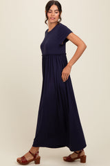 Three Little Tots Navy Ruffle Trim Maternity Maxi Dress, extra product detail