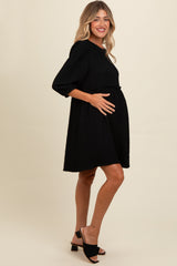 Three Little Tots Black Knit Ruffle Trim Maternity Dress, alternate angle