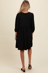 Three Little Tots Black Knit Ruffle Trim Maternity Dress, additional view