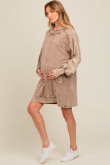Three Little Tots Mocha Mineral Wash Maternity Hoodie Dress, additional product photo