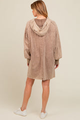 Three Little Tots Mocha Mineral Wash Maternity Hoodie Dress, alternate angle