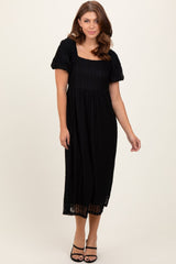 Three Little Tots Black Lace Overlay Square Neck Maternity Midi Dress, extra product detail