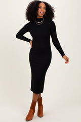 Three Little Tots Black Mock Neck Ribbed Maternity Sweater Dress, additional view