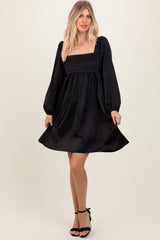 Three Little Tots Black Satin Pleated Detail Bodice Maternity Dress, extra product detail