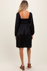 Three Little Tots Black Satin Pleated Detail Bodice Maternity Dress, additional view