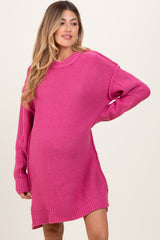 Three Little Tots Dark Pink Exposed Seam Oversized Maternity Sweater Dress, additional product photo