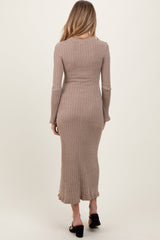 Three Little Tots Light Mocha Ribbed Knit Maternity Midi Sweater Dress, additional view