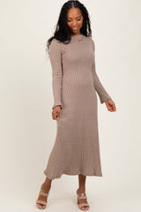 Three Little Tots Light Mocha Ribbed Knit Maternity Midi Sweater Dress, extra product detail