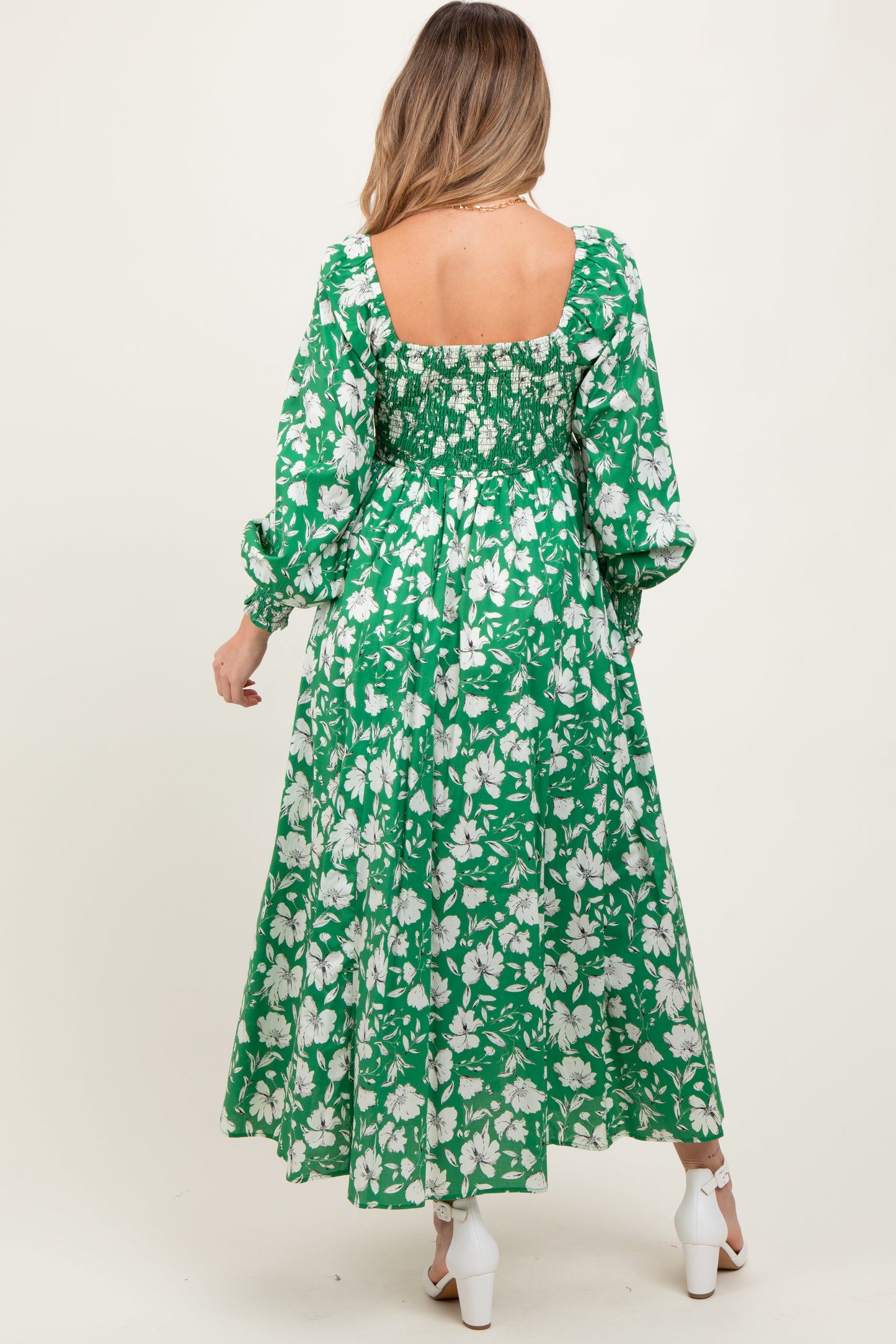 cotton maternity maxi dress Light Blue Smocked Cotton Floral Maternity Maxi Dress PinkBlush