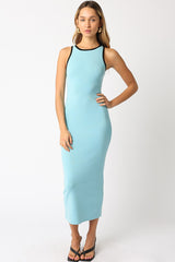 Three Little Tots Light Blue Knit Contrast Trim Maternity Midi Dress, extra product detail