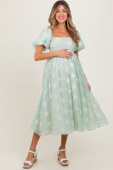 Three Little Tots Mint Textured Maternity Midi Dress