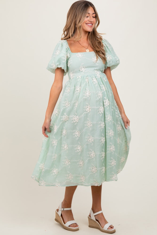 Three Little Tots Mint Textured Maternity Midi Dress, additional product photo