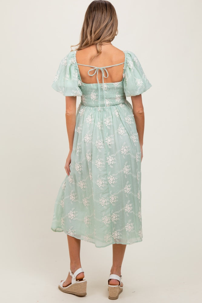 Three Little Tots Mint Textured Maternity Midi Dress, alternate angle