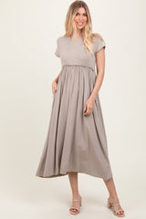 Three Little Tots Taupe Ruffle Trim Maternity Maxi Dress, extra product detail