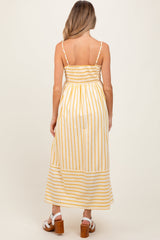 Three Little Tots Yellow Striped Sleeveless Maternity Maxi Dress, additional view