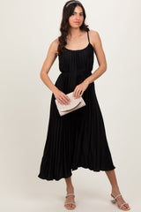 Three Little Tots Black Pleated Sash Tie Maternity Midi Dress, extra product detail