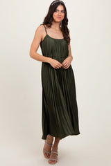 Three Little Tots Olive Pleated Sash Tie Maternity Midi Dress, extra product detail