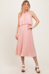 Three Little Tots Pink Pleated Woven Maternity Midi Dress, extra product detail