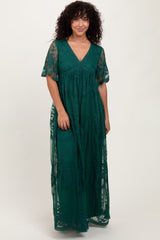 Three Little Tots Green Lace Mesh Overlay Maternity Maxi Dress, another angle