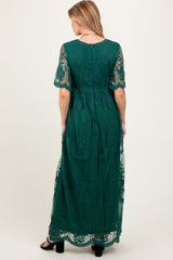 Three Little Tots Green Lace Mesh Overlay Maternity Maxi Dress, extra product detail