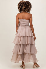 Three Little Tots Beige Layered Maternity Maxi Dress, additional product photo