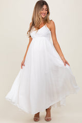Three Little Tots White Crochet Bodice Maternity Maxi Dress, additional product photo