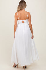 Three Little Tots White Crochet Bodice Maternity Maxi Dress, additional view