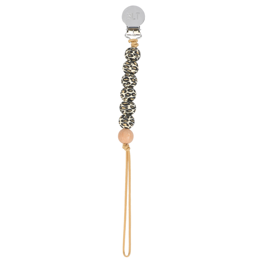 Leopard Print Silicone Beaded Pacifier Clip