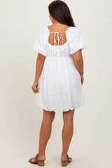 Three Little Tots White Chiffon Jacquard Print Square Neck Maternity Bubble Dress, additional view