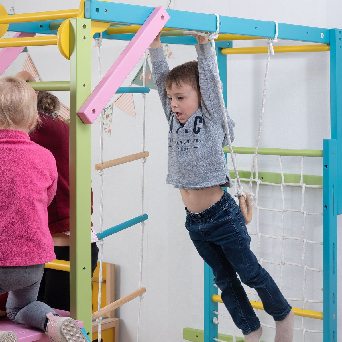 Three Little Tots Grove Foldable Jungle Gym - Wall Mounted - Rainbow, fourth additional photo