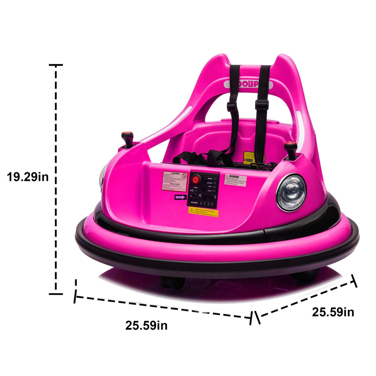 HIFINE 12V Ride On Bumper Car for Kids, 1.5-5 Years Old, Pink